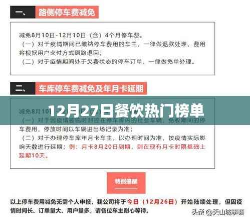 12月27日餐饮热门榜单新鲜出炉