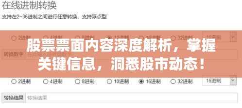 股票票面内容深度解析,掌握关键信息,洞悉股市动态!
